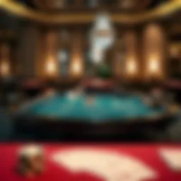 Intricate baccarat table setup