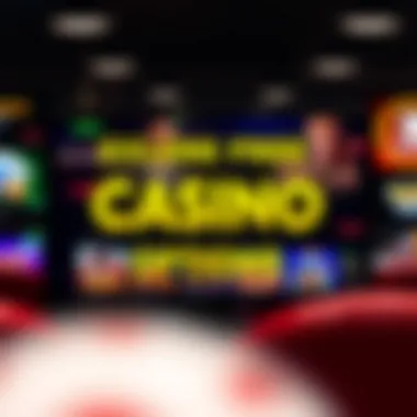 A digital screen displaying various casino games available for free