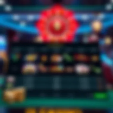 Comparison table of different online casino sites