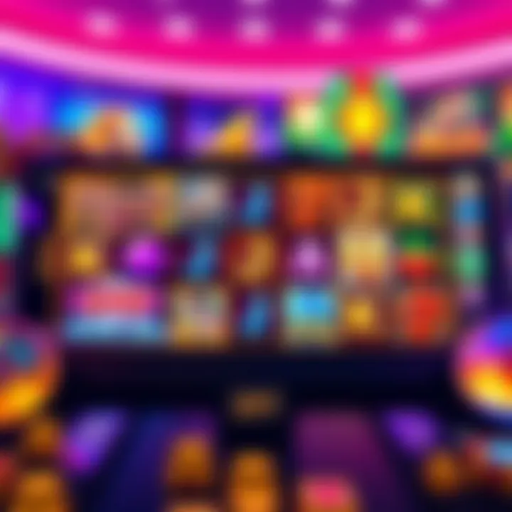 Vibrant online slot game interface showing various themes