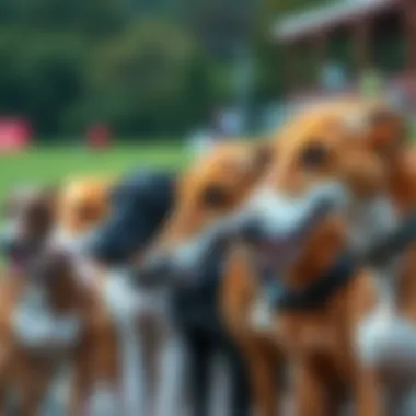 Greyhound breeds lined up for a race