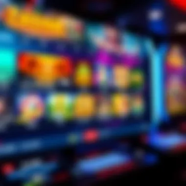 Exploring Online Casino Interfaces A vibrant online casino interface displaying various game options on a digital screen.