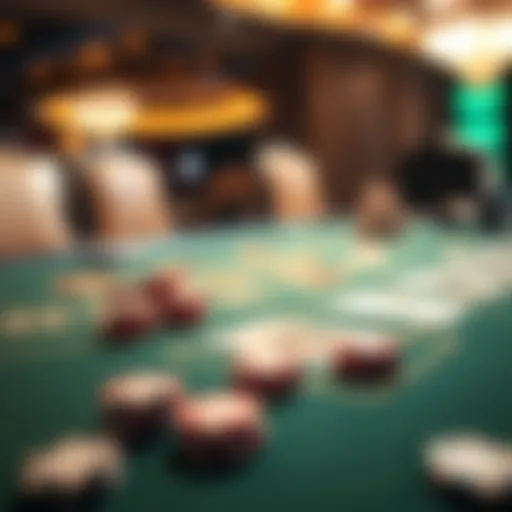 A digital blackjack table with cards and chips