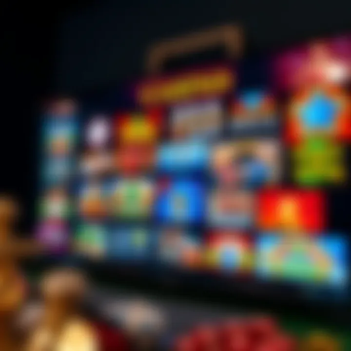 Diverse array of online casino games displayed on a screen