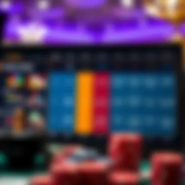 A comparative chart illustrating the features of different online casinos.