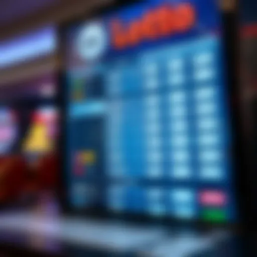 A modern digital interface displaying lottery numbers and betting options