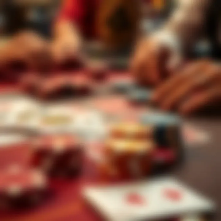 Close-up of Baccarat cards and chips during a game