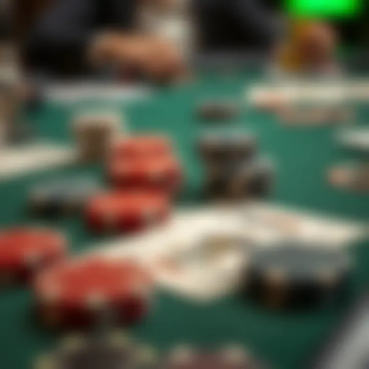 The Essentials of Poker Gameplay A close-up view of poker chips and cards arranged on a table