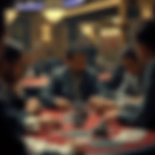 A strategic poker table with players focused on their cards
