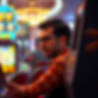 A player strategizing at a casino slot machine