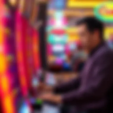 Engaging in Strategic Slot Gameplay A strategic player engaged in slot machine gameplay