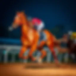 Racehorse galloping on the track