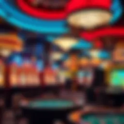 A vibrant casino atmosphere showcasing various games